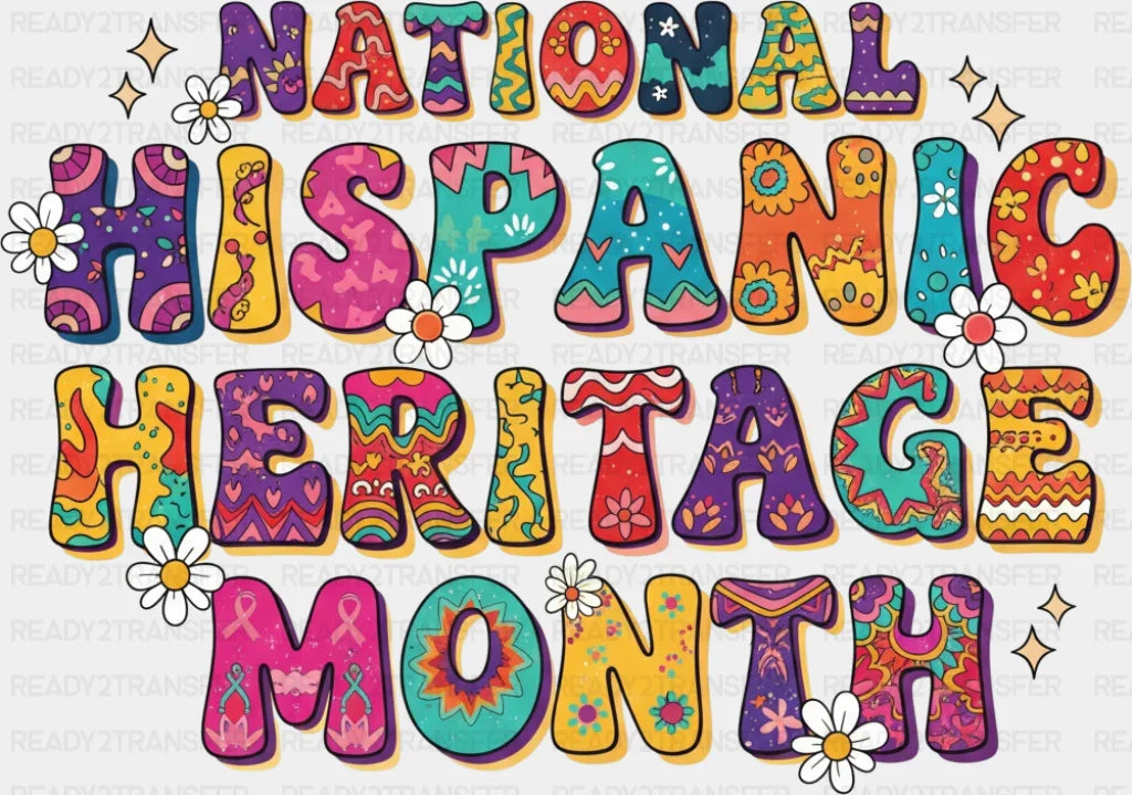 National Hispanic Heritage Month Flowers Design - Hispanic Heritage Month DTF Transfer