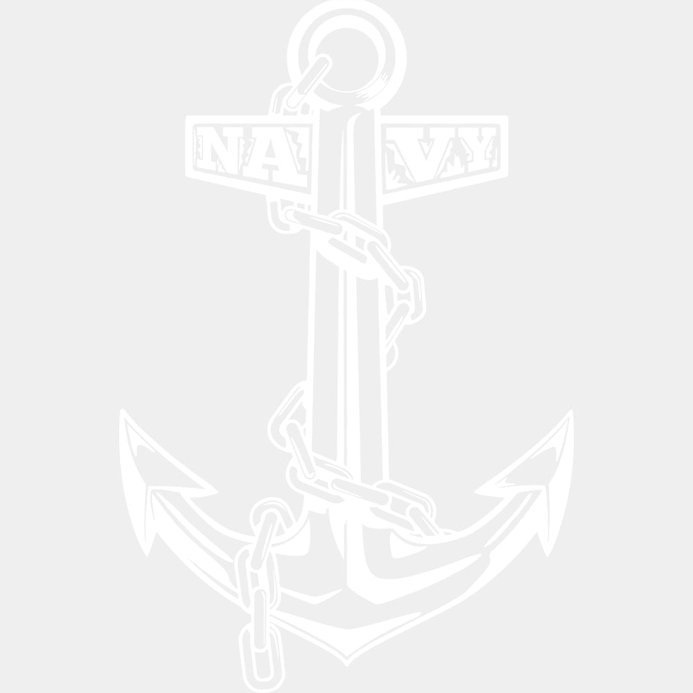 Navy Anchor B&W - Navy DTF Transfers - Adult Unisex - S & M (10’’) / Light Color Design (See Imaging)