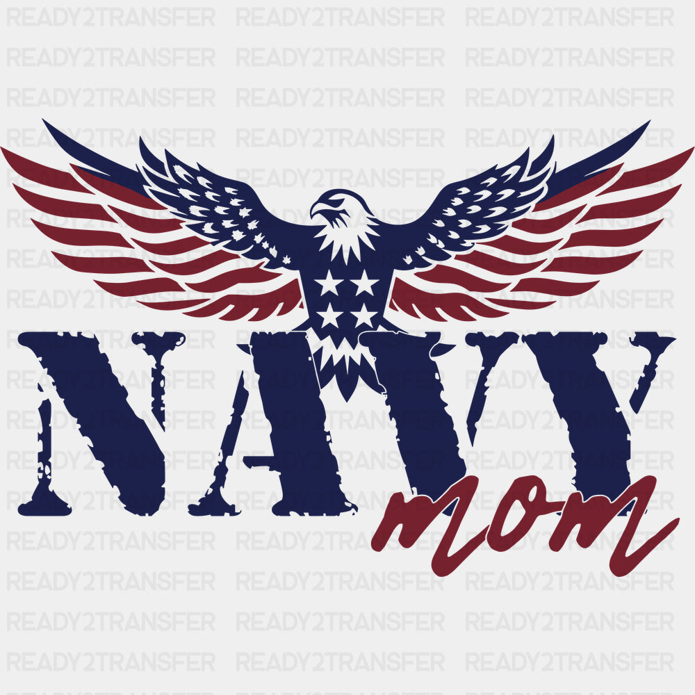 Navy Mom Eagle - Navy DTF Transfers - Adult Unisex - S & M (10’’) / Dark Color Design (See Imaging)