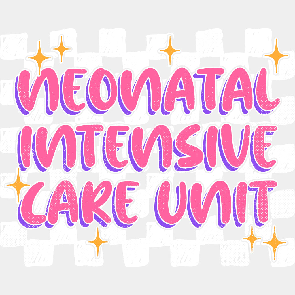 Neonatal Intensive Care Unit, B&W Checkered - NICU Nurse DTF Transfers ready2transfer Light Color Design (See Imaging)