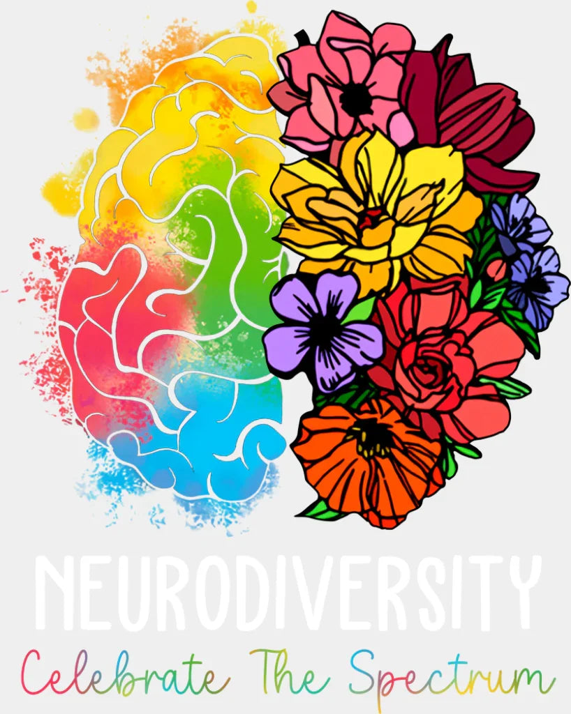 Neurodiversity Celebrate The Spectrum - Autism Awareness DTF Transfer Adult Unisex - S & M (10’’) / Light Color Design
