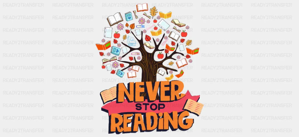 Never Stop Reading Book Tree - General Cup Wrap UV Sticker Permanent UV DTF Decal