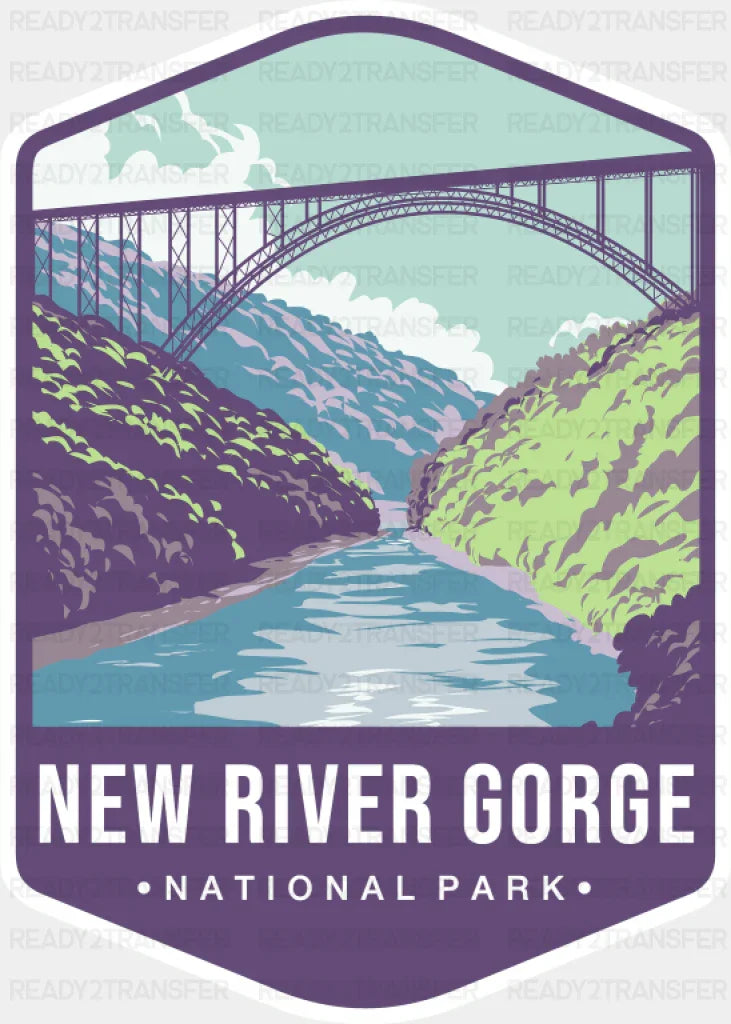 New River Gorge National Park Colorful Design - National Parks DTF Transfer ready2transfer