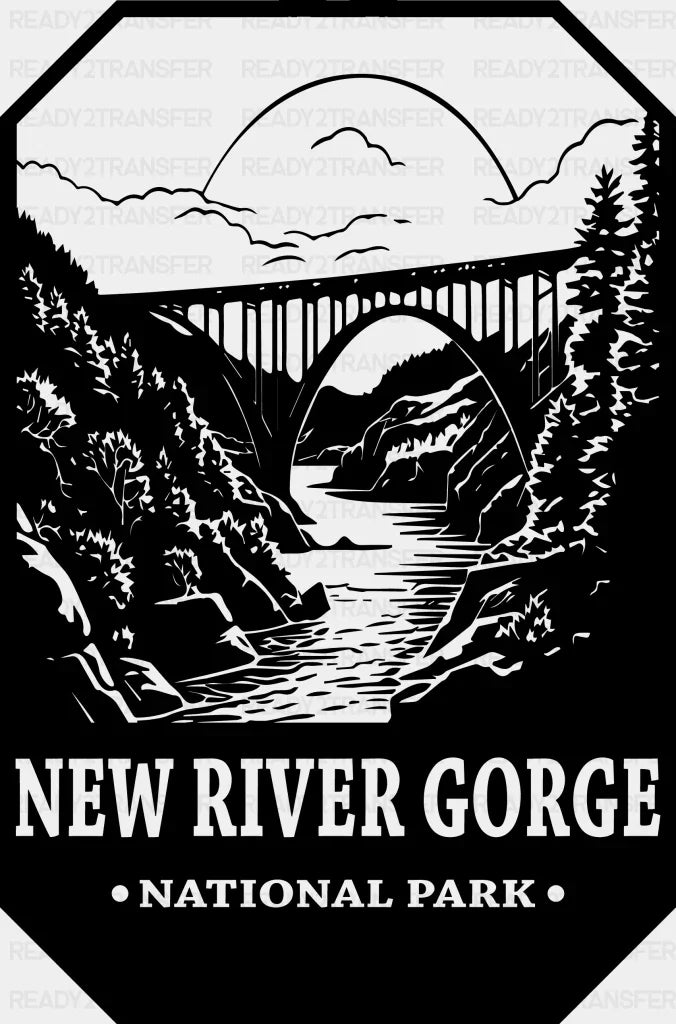 New River Gorge National Park Design - National Parks DTF Transfers ready2transfer Black