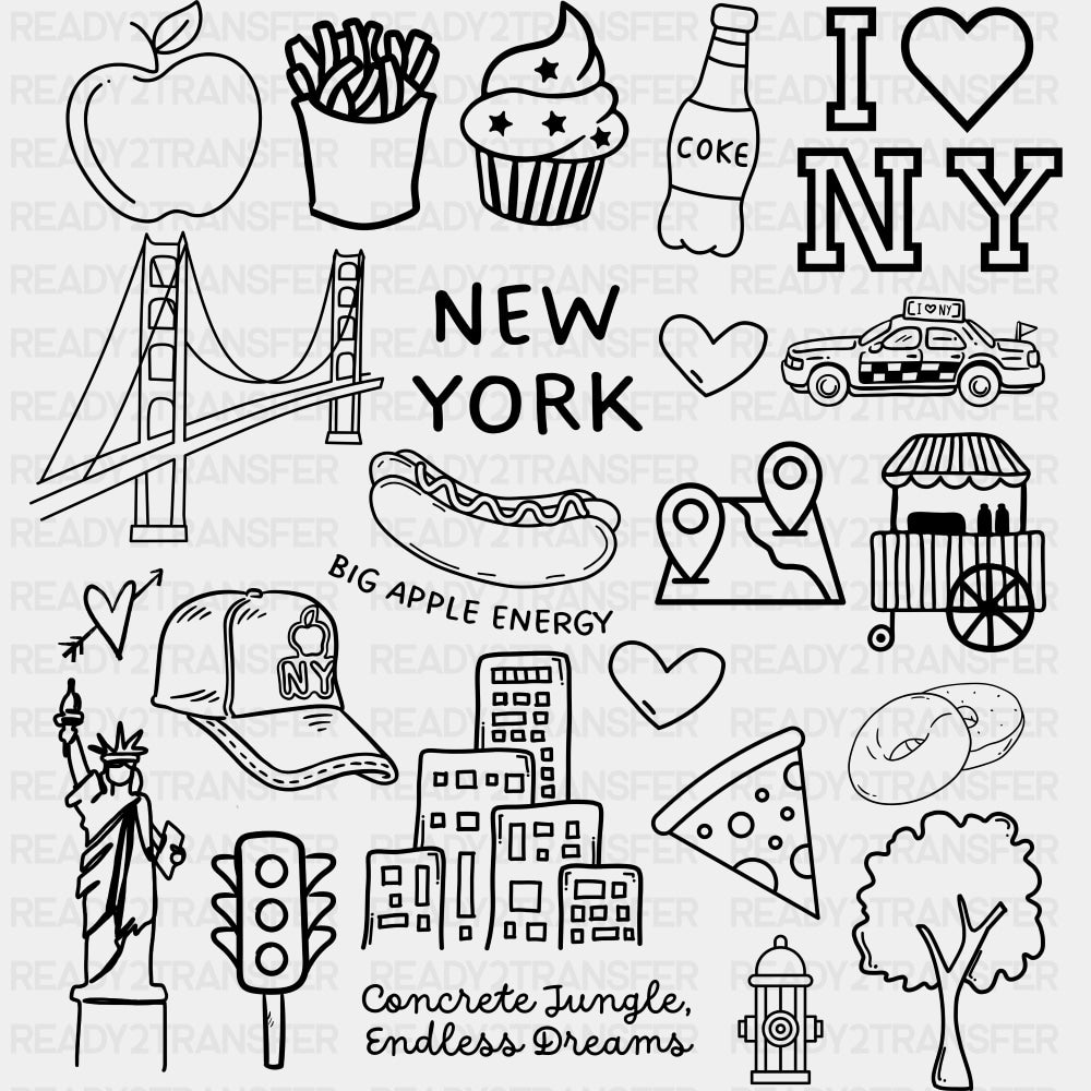 New York Black & Red - States & Cities DTF Transfer ready2transfer Dark Color Design (See Imaging)