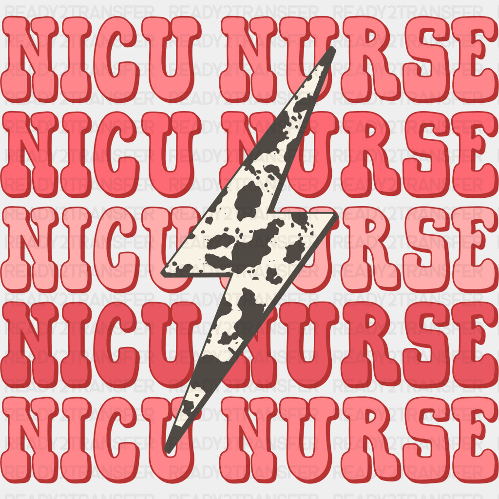 NICU Nurse, Patterned Lightning Bolt - NICU Nurse DTF Transfers ready2transfer