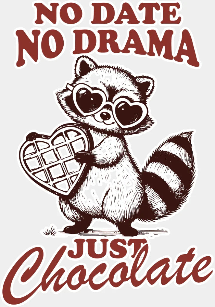 No Date Drama Just Chocolate - Valentine’s Day Dtf Transfer Adult Unisex S & M (10’’) / Light