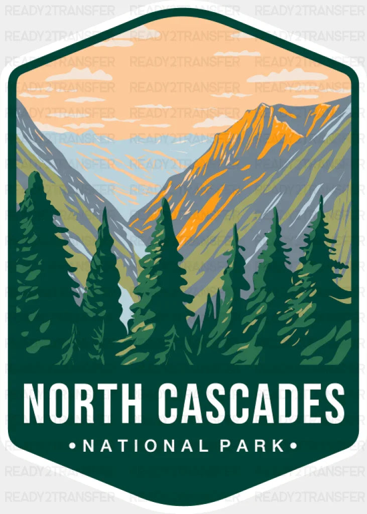 North Cascades National Park Colorful Design - National Parks DTF Transfer ready2transfer