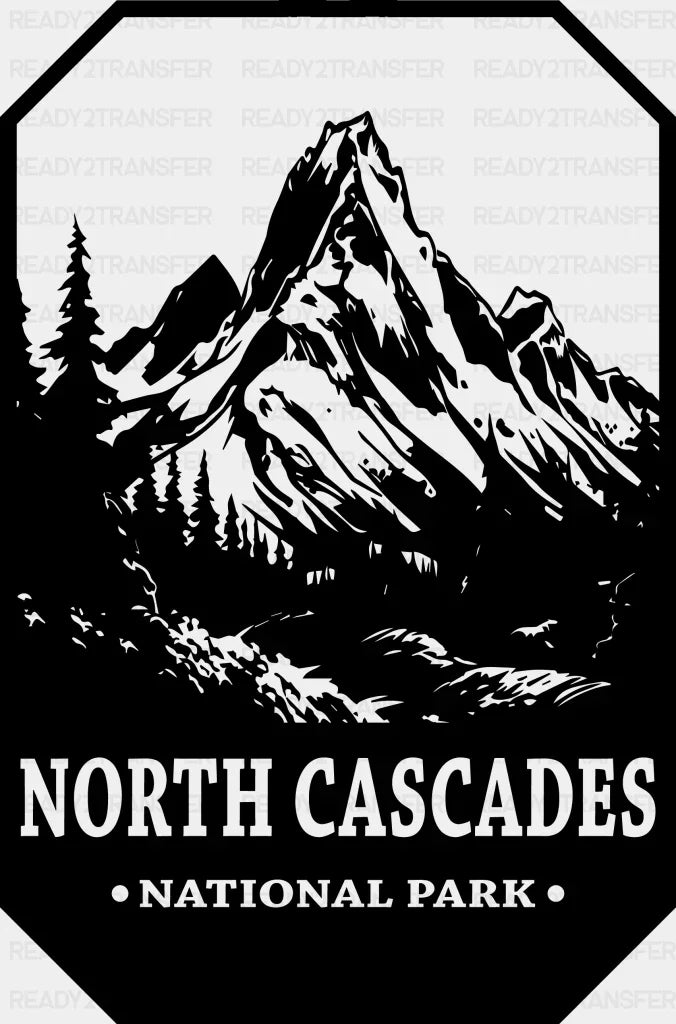North Cascades National Park Design - National Parks DTF Transfers ready2transfer Black