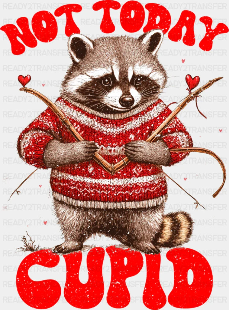 Not Today Cupid Sweater Raccoon - Valentine’s Day Dtf Transfer