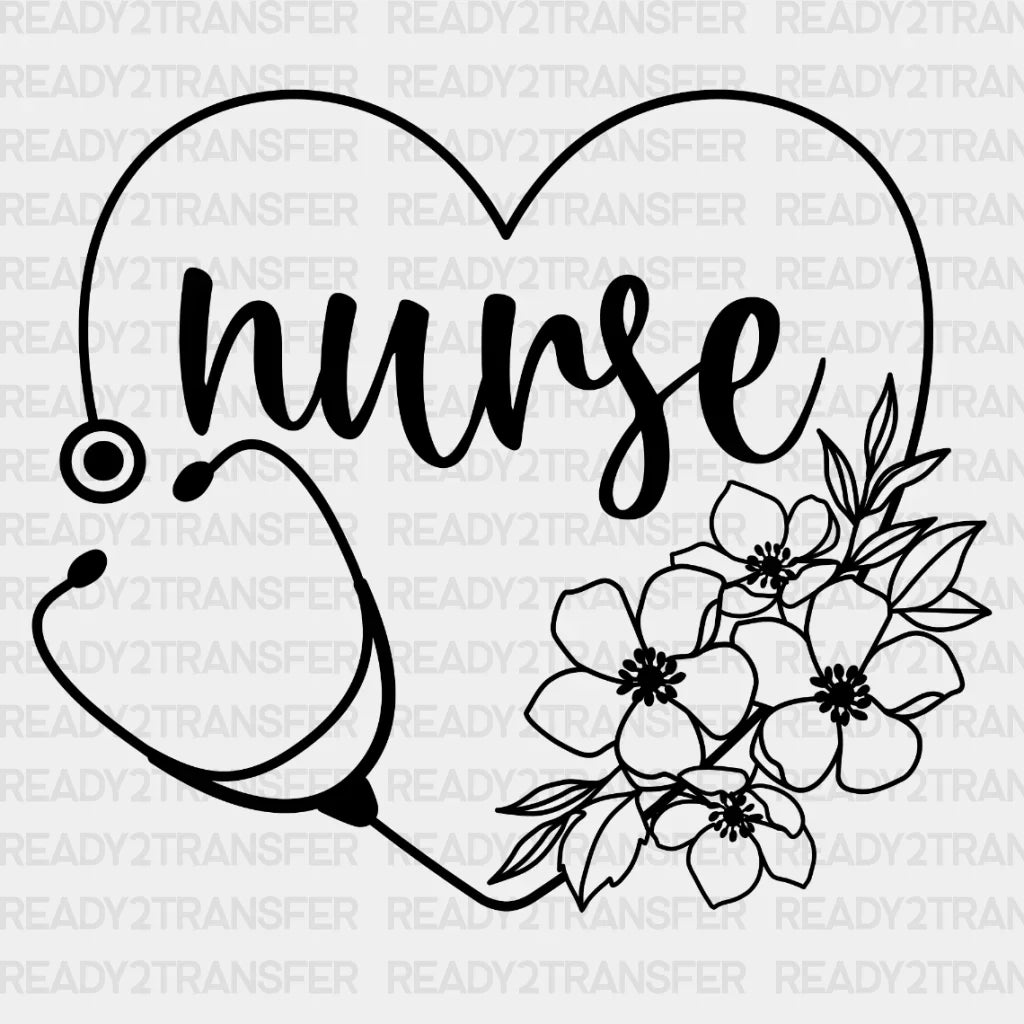 Nurse Heart Flower DTF Transfer ready2transfer