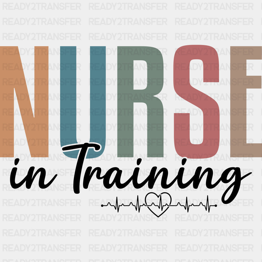 Nurse In Training, ECG Line - Nurse DTF Transfers ready2transfer Dark Color Design (See Imaging)