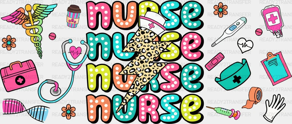 Nurse Lightning Bolt - Cup Wrap Uv Sticker Permanent Dtf Decal