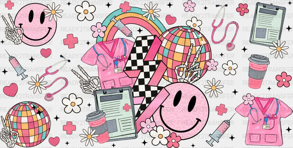 Nurse Pink Design - Cup Wrap Uv Sticker Permanent Dtf Decal