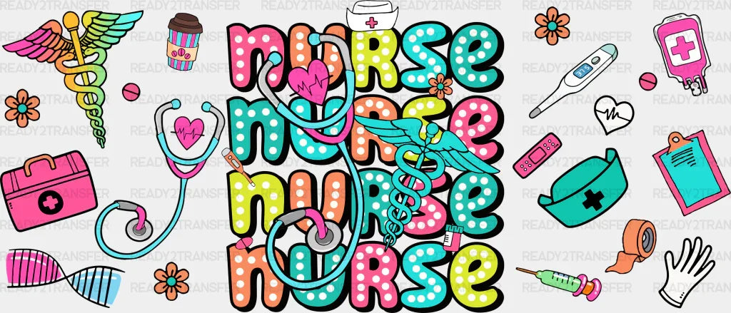 Nurse Stethoscope Design - Cup Wrap Uv Sticker Permanent Dtf Decal