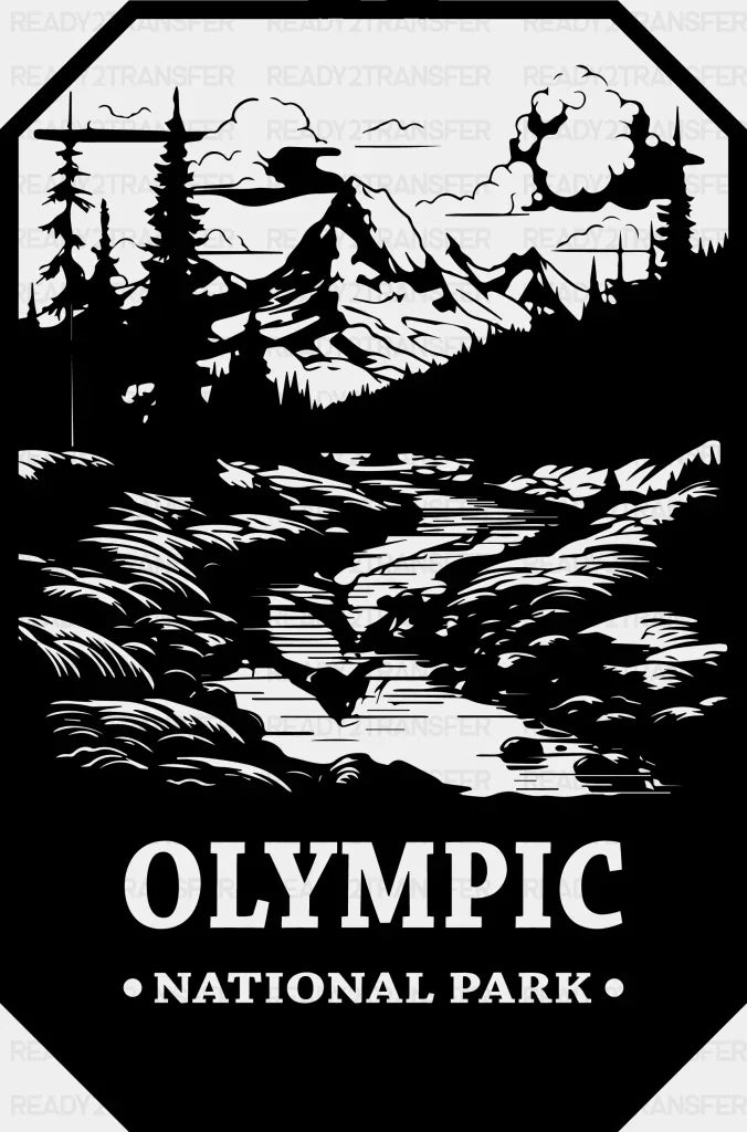 Olympic National Park Design - National Parks DTF Transfers ready2transfer Black