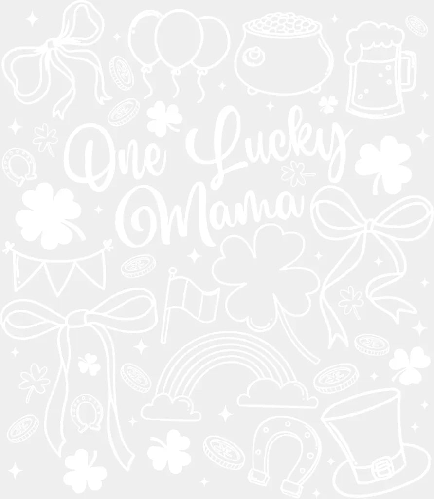 One Lucky Mama Green And White - St. Patrick’s Day DTF Transfer Adult Unisex - S & M (10’’) / Light Color Design (See