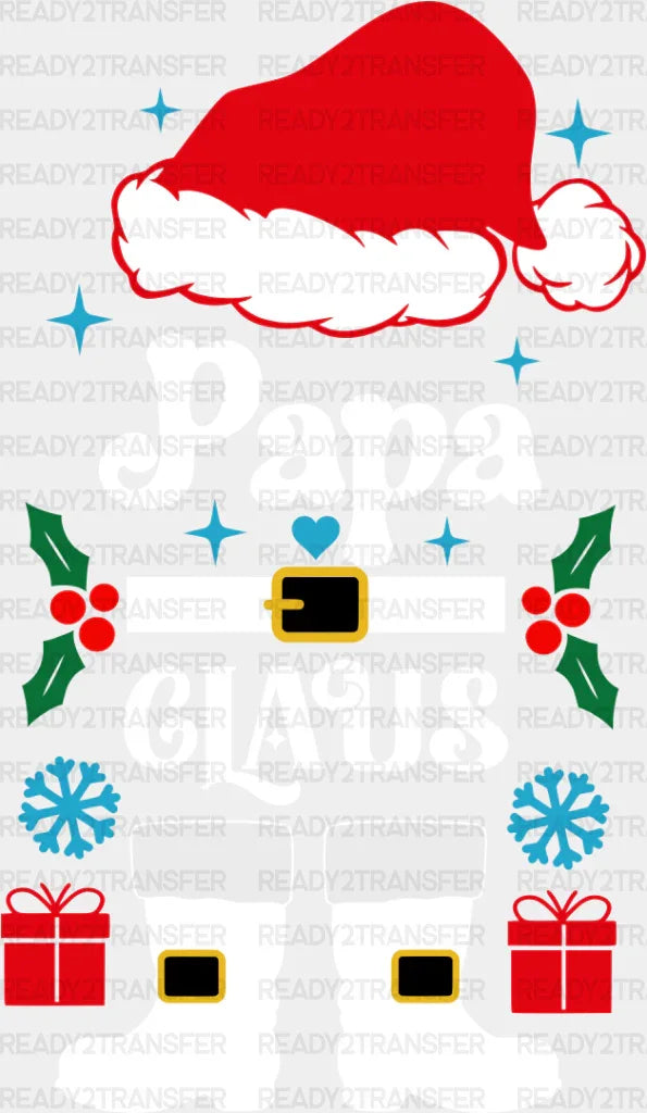 Papa Claus - Christmas Dtf Transfer Adult Unisex S & M (10’’) / Light Color Design (See Imaging)
