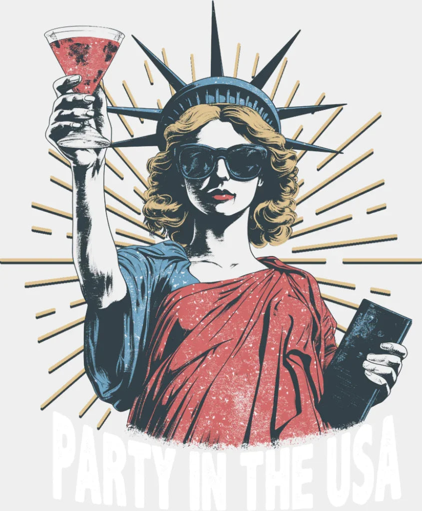 Party In The USA Statue Of Liberty - 4th Of July DTF Transfer ready2transfer Light Color Design (See Imaging)