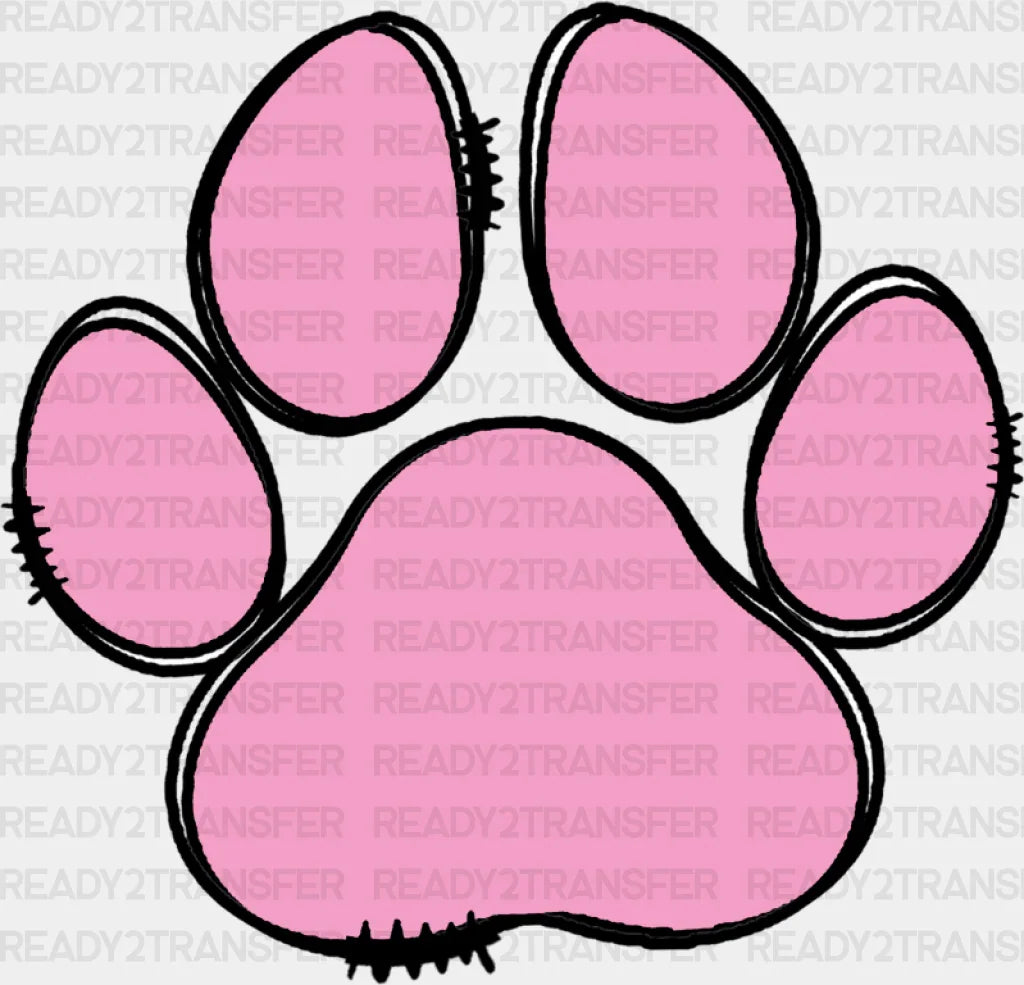 Paw Yellow And Pink - Dogs Dtf Transfer Adult Unisex S & M (10’’) / Color Design (See Imaging)