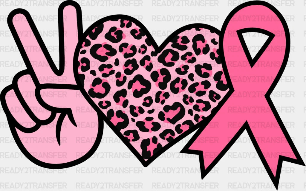 Peace Heart Ribbon - Cancer Dtf Transfer Adult Unisex S & M (10’’) / Dark Color Design (See Imaging)