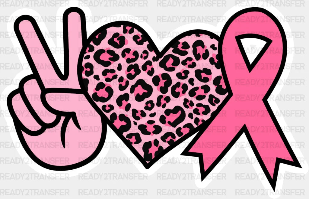 Peace Heart Ribbon - Cancer Dtf Transfer Adult Unisex S & M (10’’) / Light Color Design (See