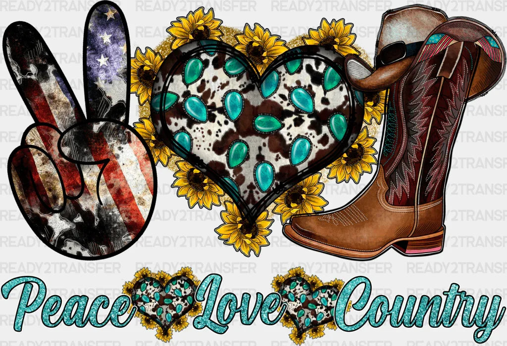Peace Love Country - Farm Animals Iron On Dtf Transfer
