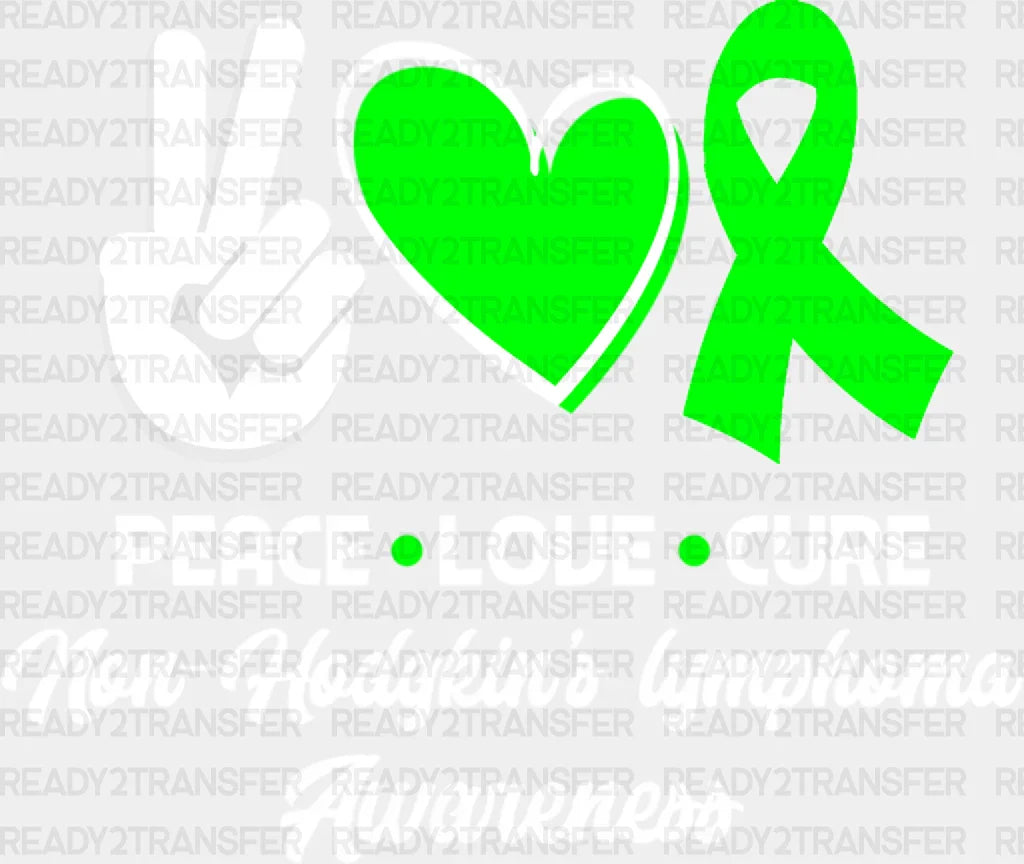 Peace Love Cure - Lymphoma Dtf Heat Transfer Adult Unisex S & M (10’’) / Light Color Design