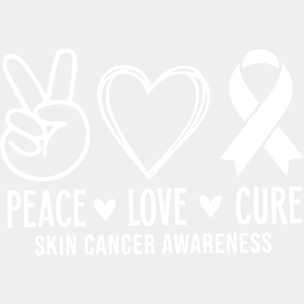 Peace Love Cure - Melanoma DTF Transfers - Adult Unisex - S & M (10’’) / Light Color Design (See Imaging)