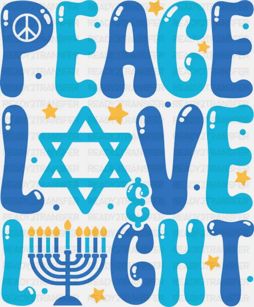 Peace Love Light Candlestick - Hanukkah DTF Transfer