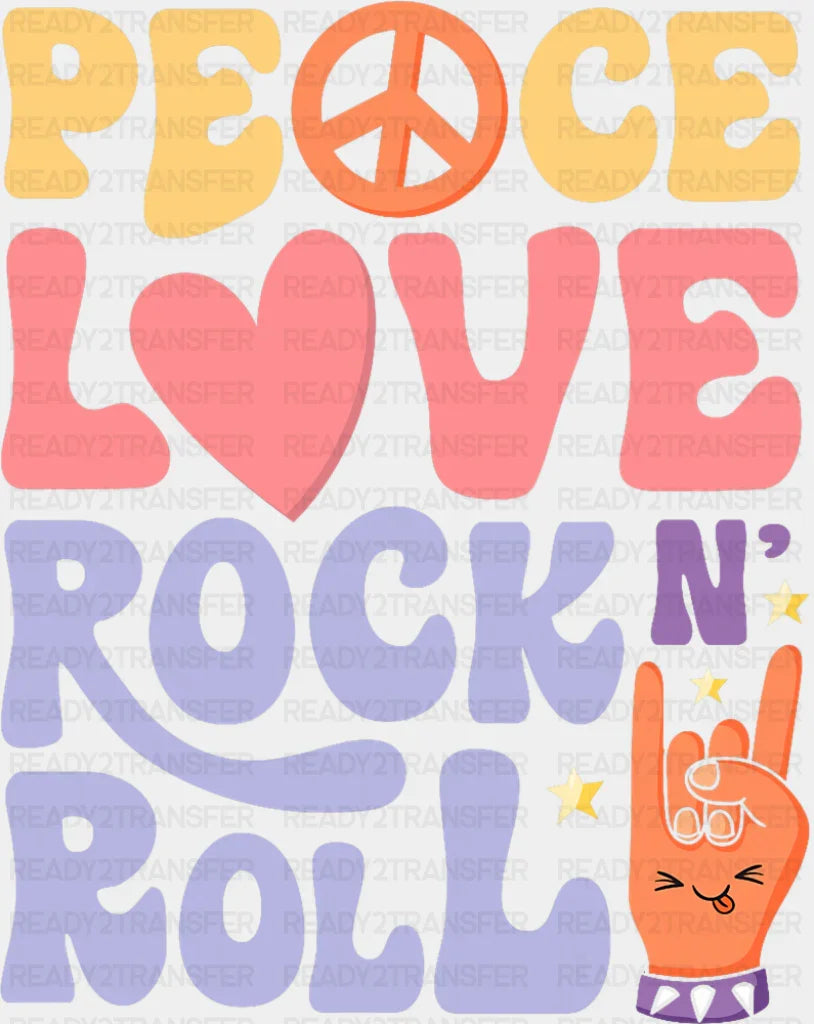 Peace Love Rock N Roll - Good Vibes DTF Transfer