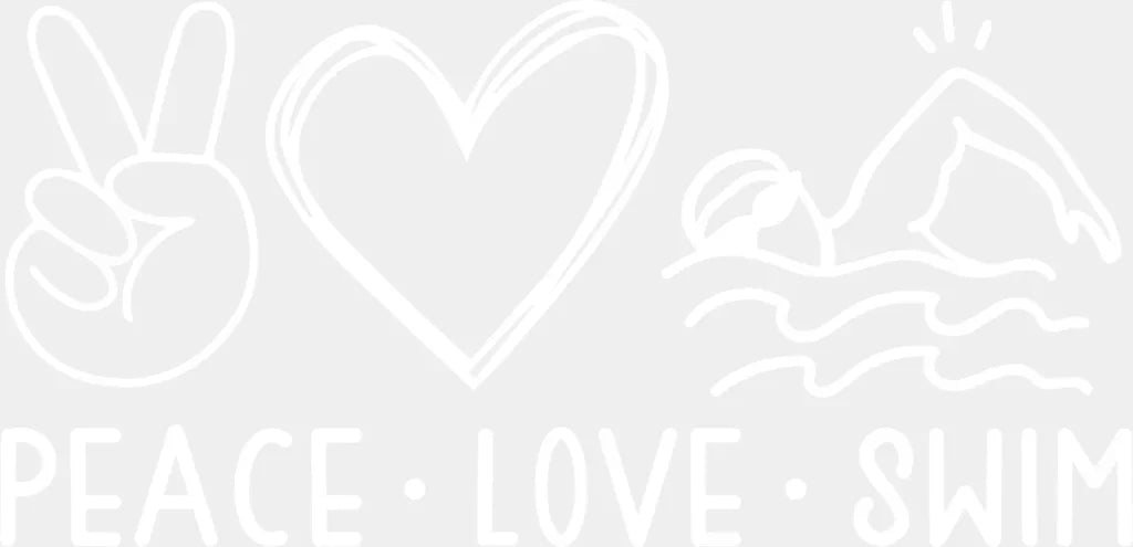 Peace Love Swim - Swimming DTF Heat Transfer ready2transfer White