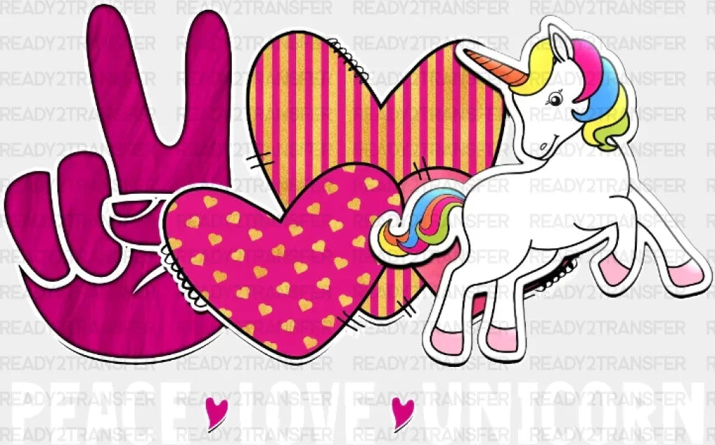 Peace Love Unicorn Dtf Transfer