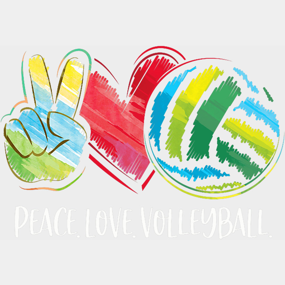 Peace Love Volleyball, Scribble Design - Volleyball DTF Transfers ready2transfer Light Color Design (See Imaging)