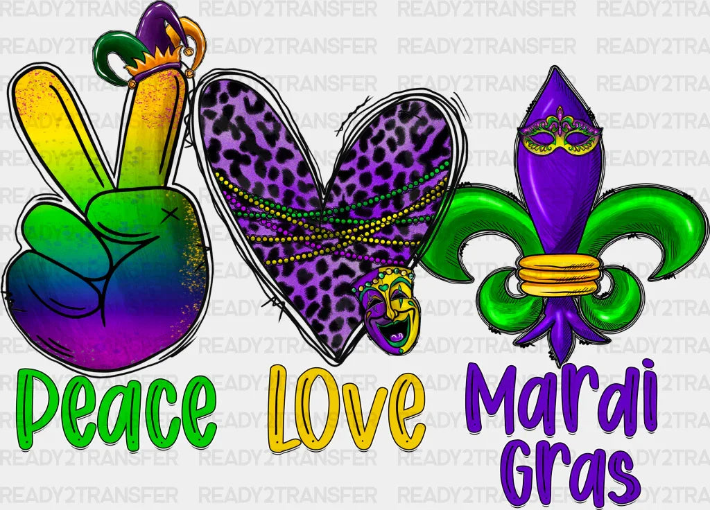 PEACE MARDI GRAS DTF Transfer