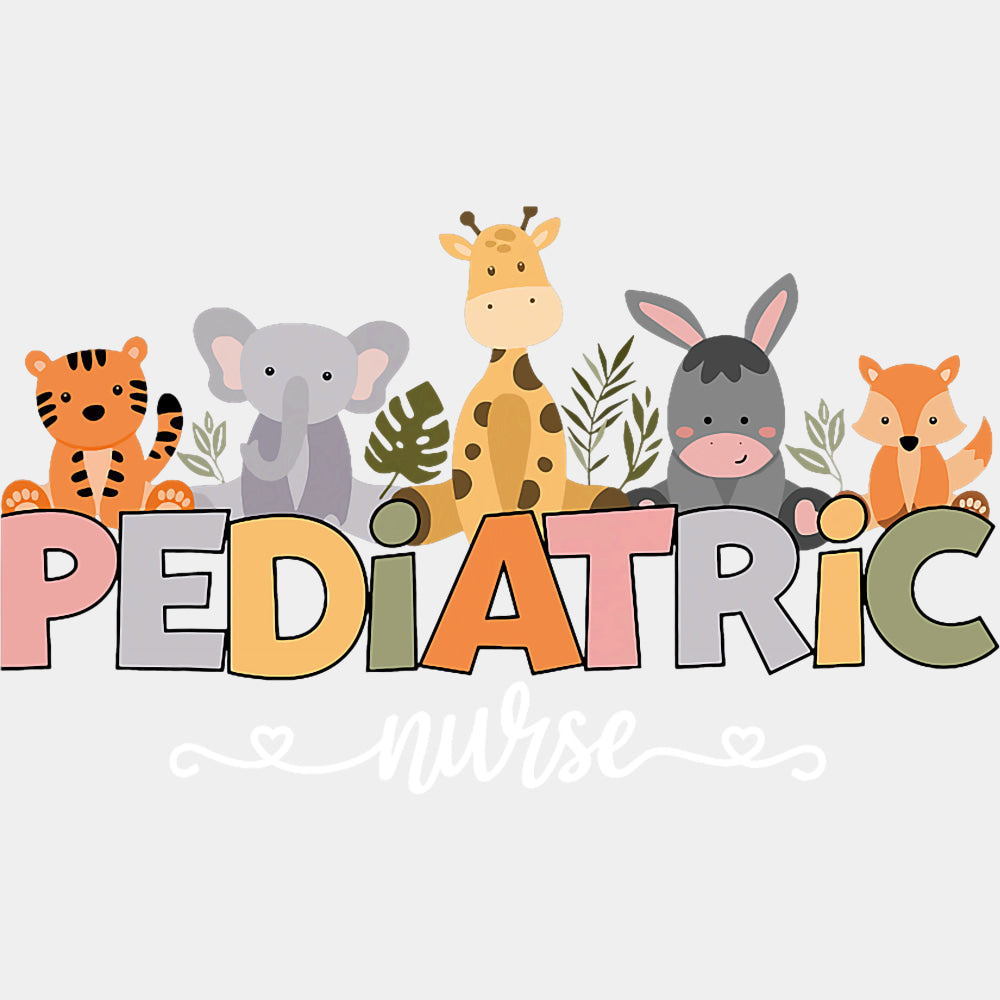 Pediatric Nurse, Animals Design - Pediatric Nurse DTF Transfers ready2transfer Light Color Design (See Imaging)