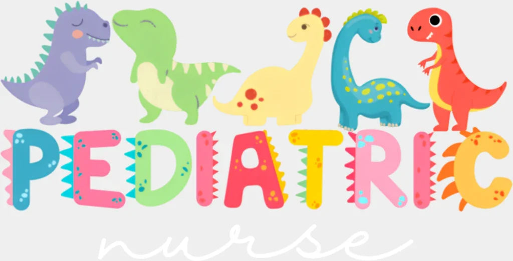 Pediatric Nurse Dinosaurs - Nurse DTF Transfer Adult Unisex - S & M (10’’) / Light Color Design (See Imaging)