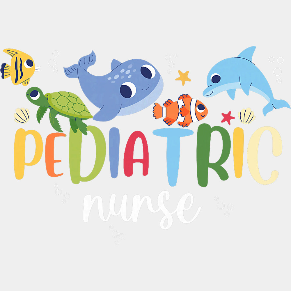 Pediatric Nurse, Water Animals - Pediatric Nurse DTF Transfers ready2transfer Light Color Design (See Imaging)