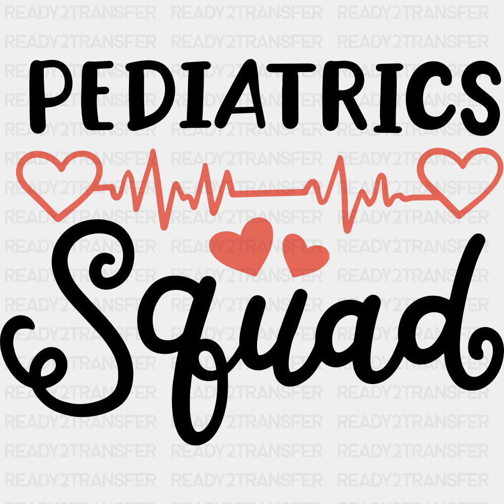 Pediatrics Squad, Orange ECG Line - Pediatric Nurse DTF Transfers ready2transfer Dark Color Design (See Imaging)