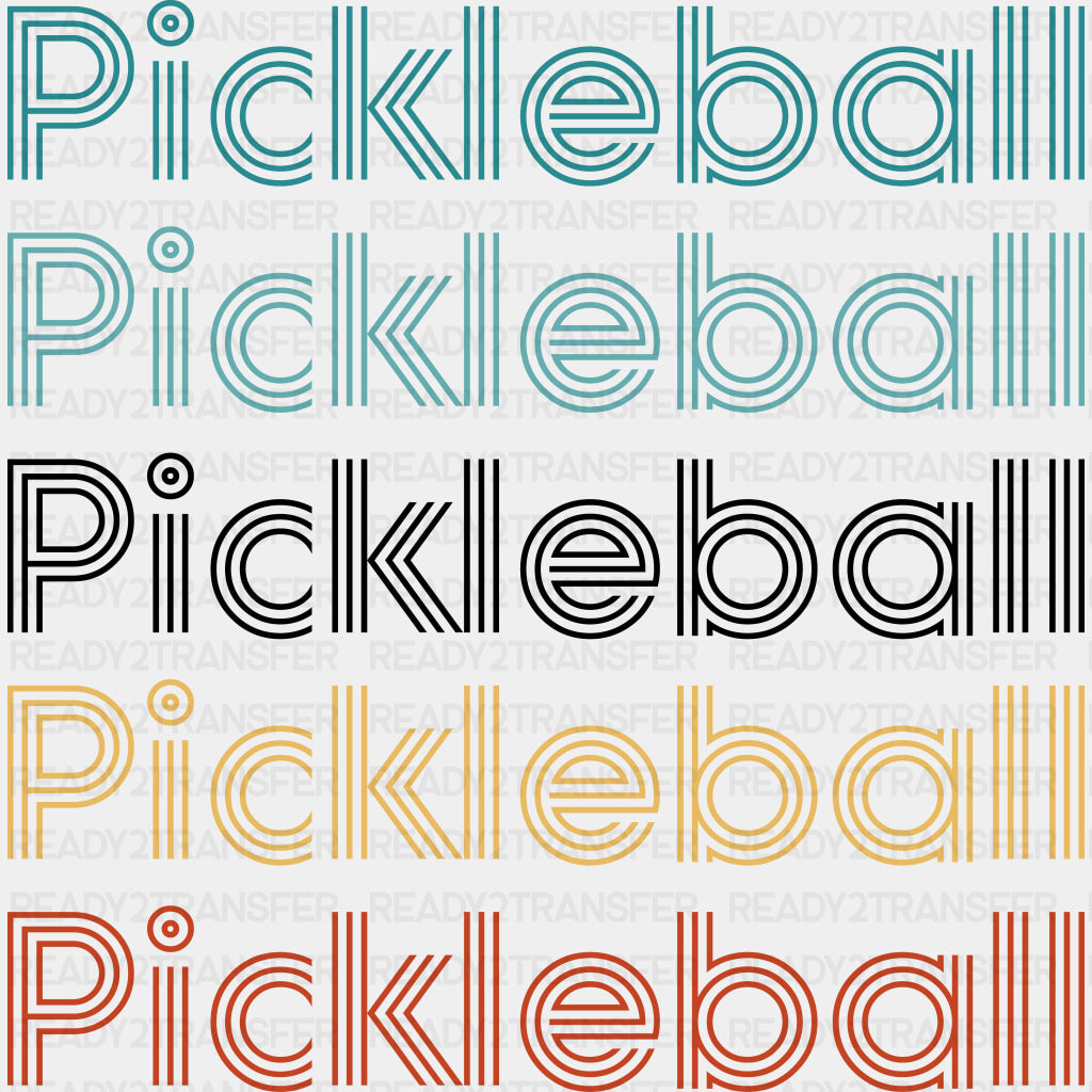 Pickleball, Stripes Font - Pickleball DTF Transfers ready2transfer Dark Color Design (See Imaging)