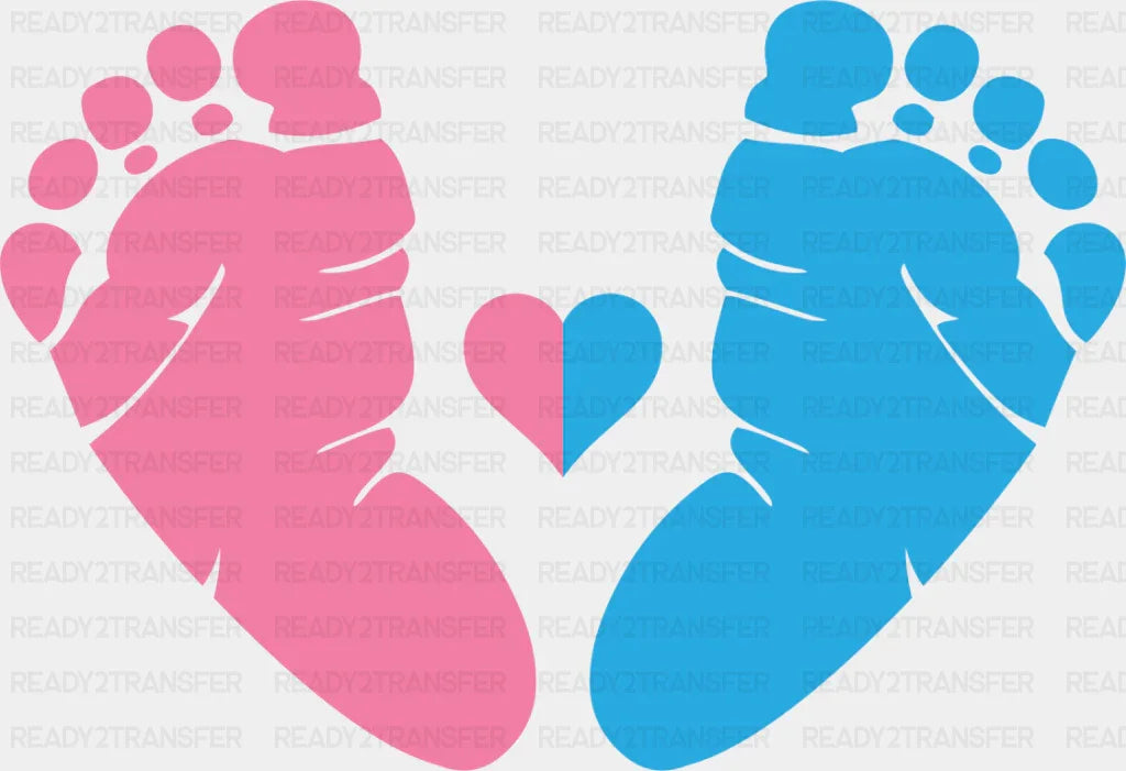 Pink And Blue Heart - Gender Reveal DTF Transfer