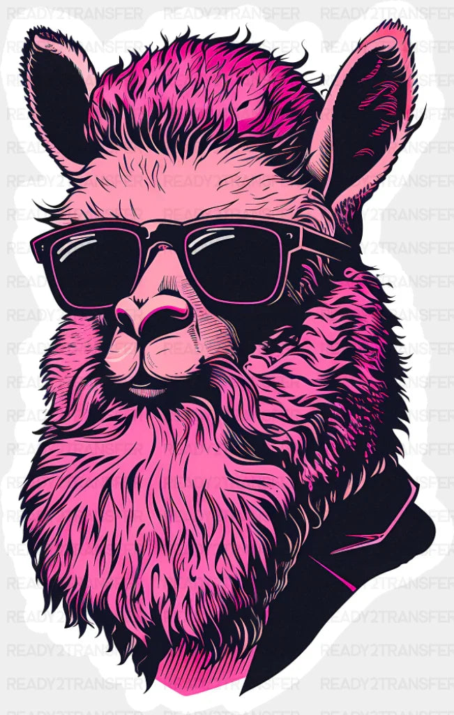 Pink Bearded Llama - Minimal UV Sticker Permanent UV DTF Decal