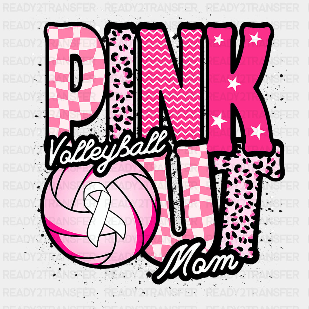 Pink Out Volleyball Mom - Volleyball DTF Transfers ready2transfer