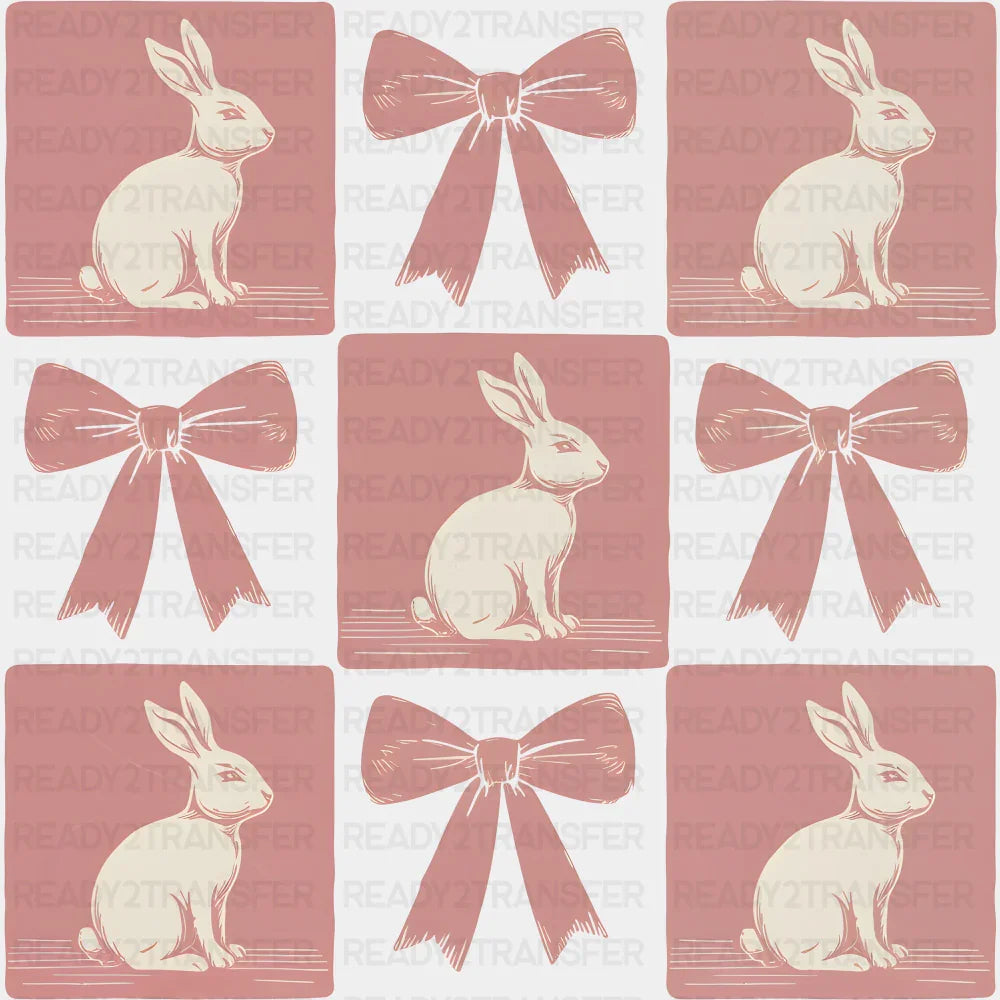 Pink Ribbons Rabbits - Easter DTF Transfer