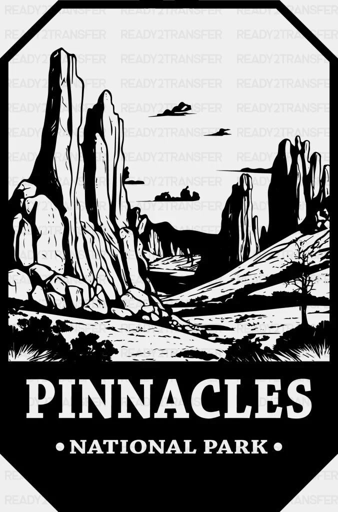 Pinnacles National Park Design - National Parks DTF Transfers ready2transfer Black