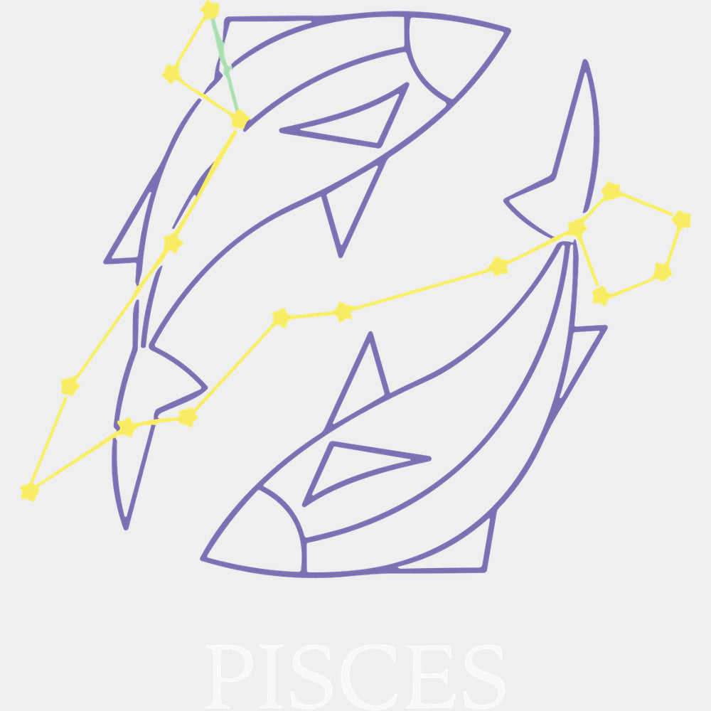 Pisces Purple Constellation - Zodiacs & Horoscopes DTF Transfers - Adult Unisex - S & M (10’’) / Light Color Design