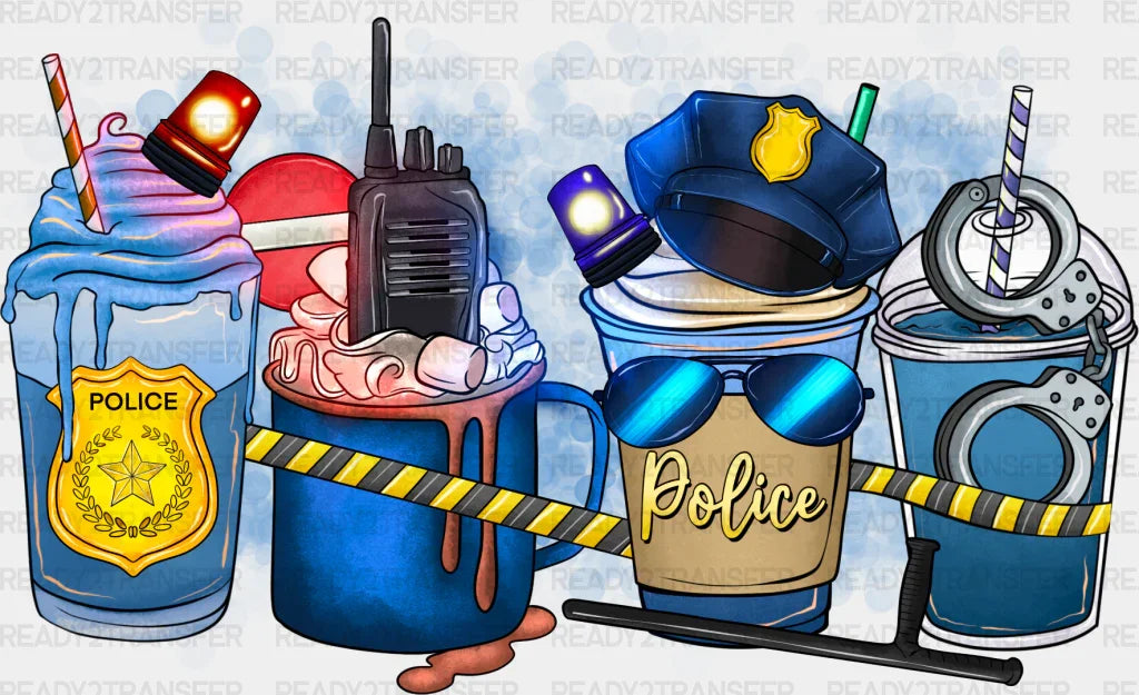 Police Themed Cups - Dtf Heat Transfer