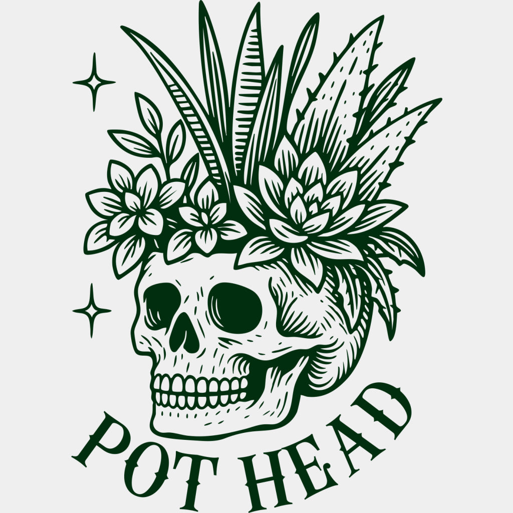 Pot Head - Plants DTF Transfers ready2transfer Green Color Design (See Imaging)