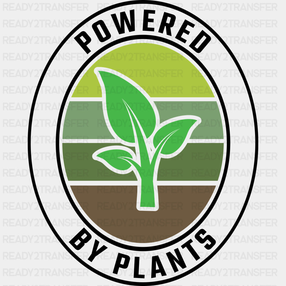 Powered By Plants Ellipse - Vegan DTF Transfers - Adult Unisex - S & M (10’’) / Dark Color Design (See Imaging)
