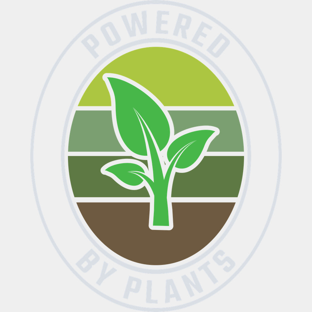 Powered By Plants Ellipse - Vegan DTF Transfers - Adult Unisex - S & M (10’’) / Light Color Design (See Imaging)